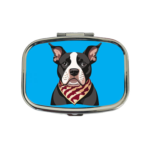 Pit Bull Dog Wearing Bandana Travel Pill Box Case
