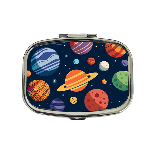 Planets Colorful Pattern Travel Pill Box Case