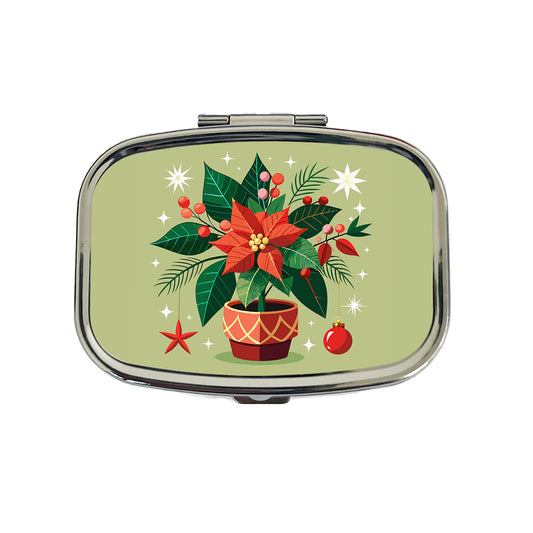 Poinsettia Plant Christmas Beautiful Travel Pill Box Case