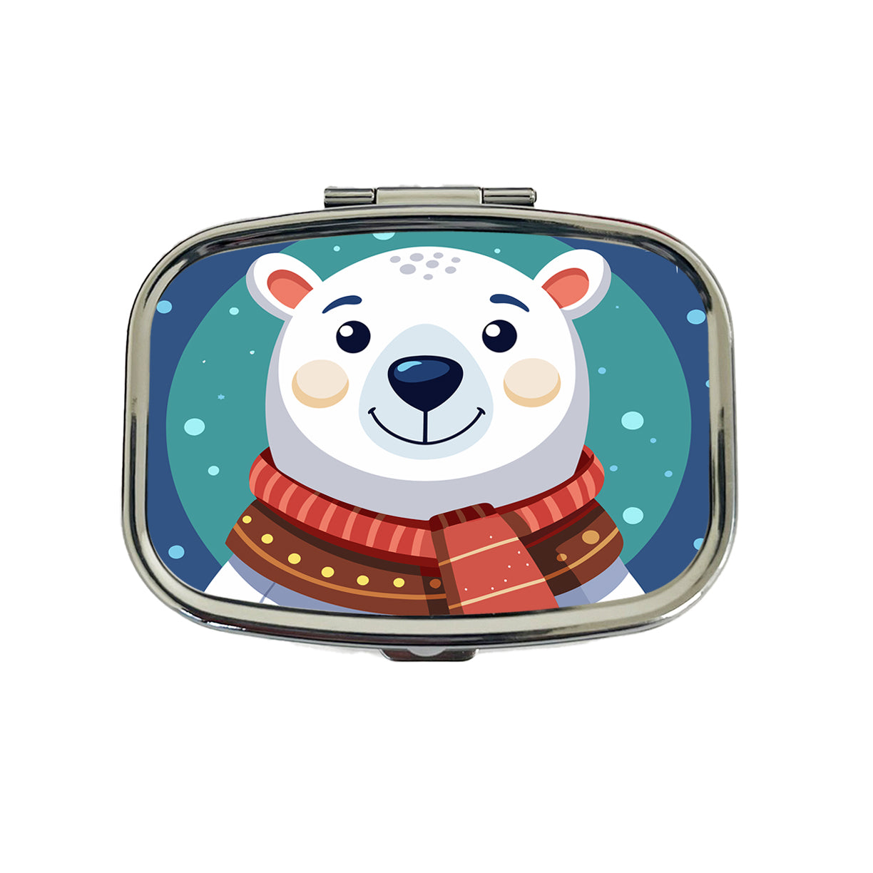 Polar Bear Wearing Winter Scarf Travel Pill Box Case