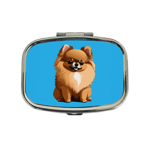 Pomeranian Dog Sitting Travel Pill Box Case
