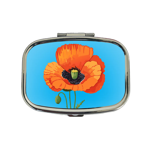 Poppy Flower Orange Travel Pill Box Case