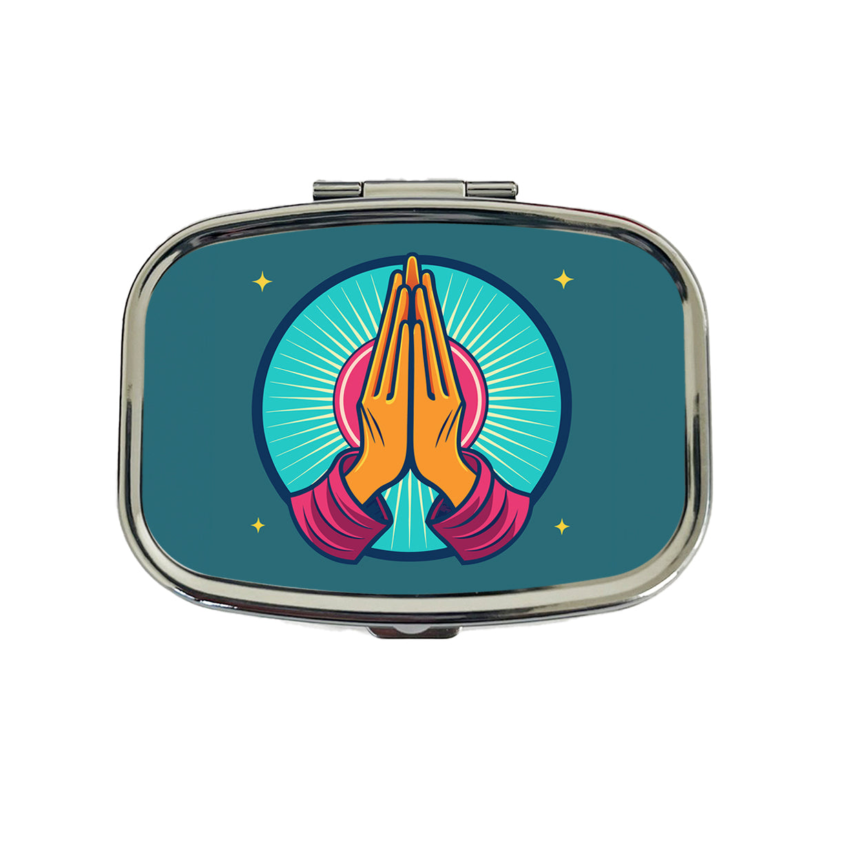 Prayer Praying Pleading Hands Christian Religion Travel Pill Box Case