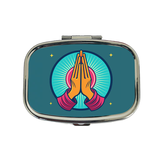Prayer Praying Pleading Hands Christian Religion Travel Pill Box Case