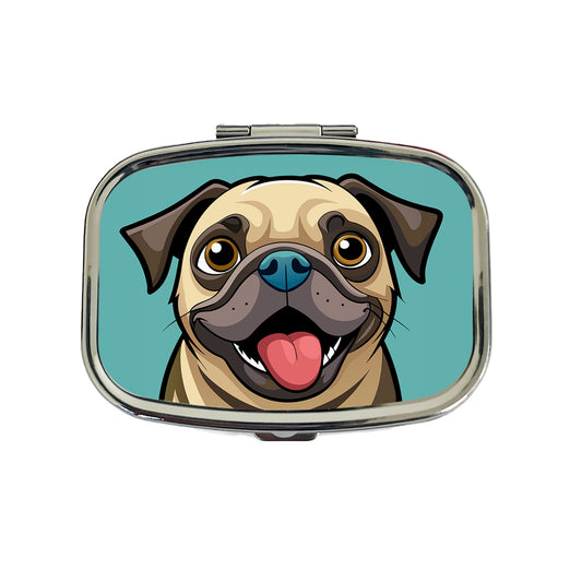 Pug Cute Sticking out Tongue Travel Pill Box Case