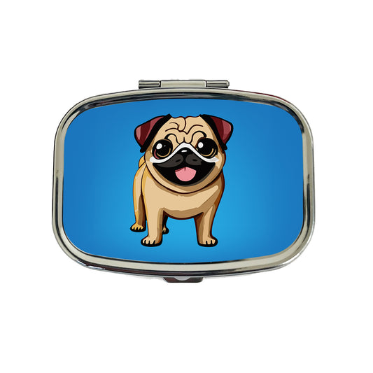 Pug Smiling Standing Travel Pill Box Case
