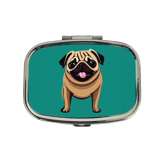 Pug Sticking Out Tongue Dog Travel Pill Box Case