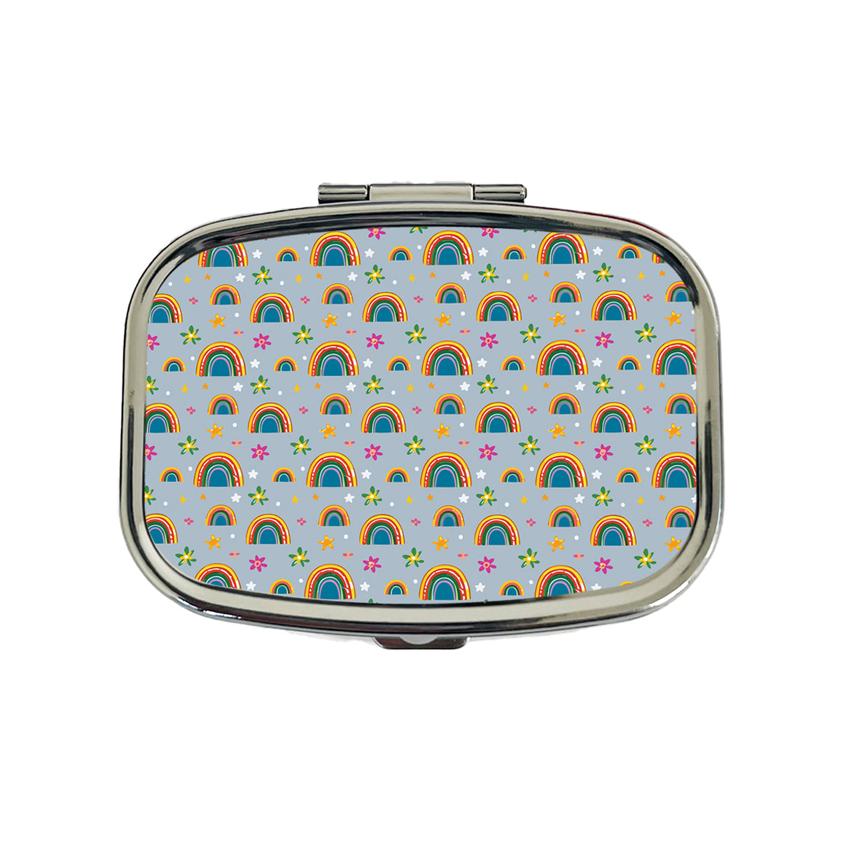 Rainbows and Stars Pattern Travel Pill Box Case