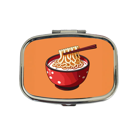 Ramen Red Bowl Chopsticks Food Travel Pill Box Case