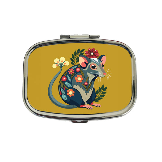 Rat Floral Flowers Travel Pill Box Case