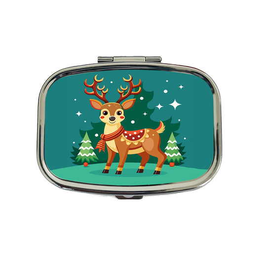 Reindeer Wearing Scarf Christmas Cute Travel Pill Box Case