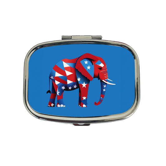 Republican Elephant Patriotic Conservative Vote Travel Pill Box Case