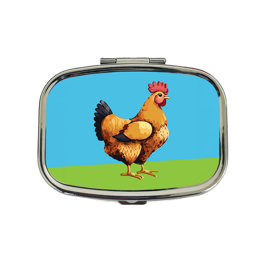 Rooster Chicken Profile Travel Pill Box Case