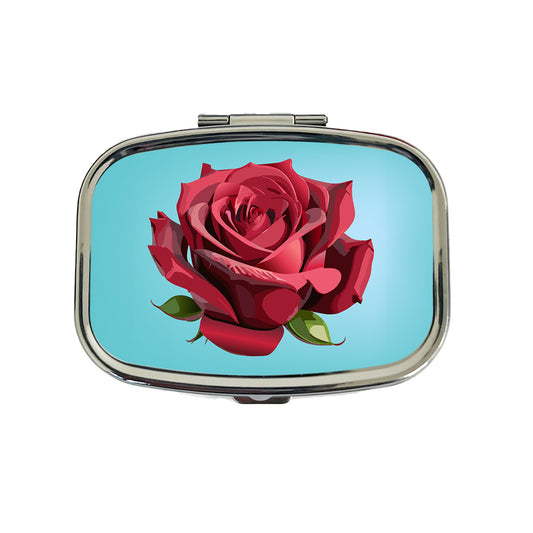 Rose Red Flower Travel Pill Box Case