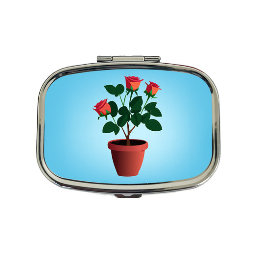 Rose Roses Bush in Pot Travel Pill Box Case