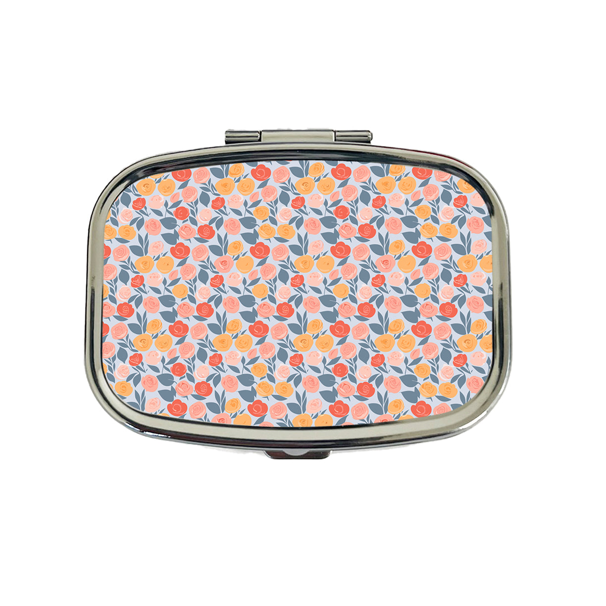 Roses Floral Flowers Muted Pattern Travel Pill Box Case