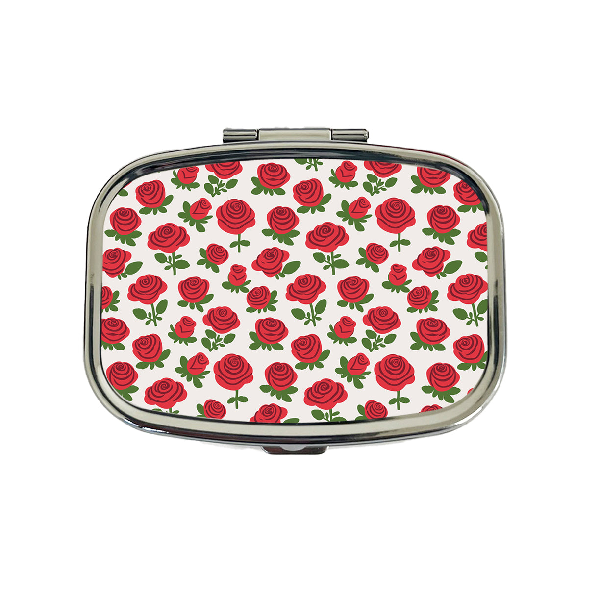 Roses Flowers Red Cute Pattern Travel Pill Box Case