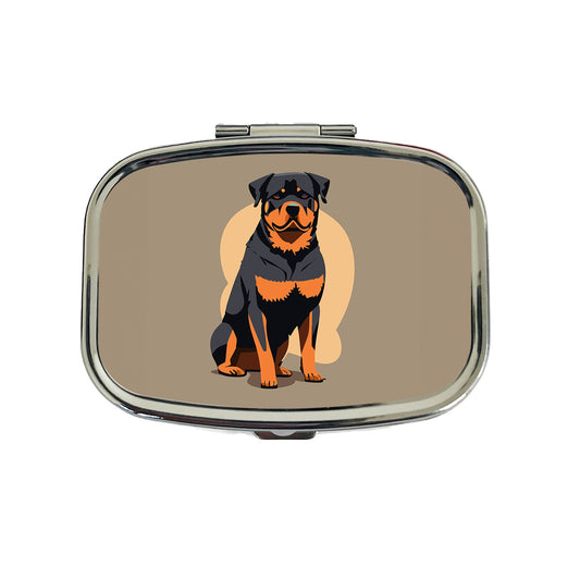 Rottweiler Dog Sitting Travel Pill Box Case