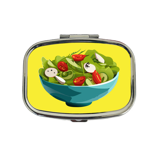 Salad Bowl Vegetables Vegan Vegetarian Travel Pill Box Case