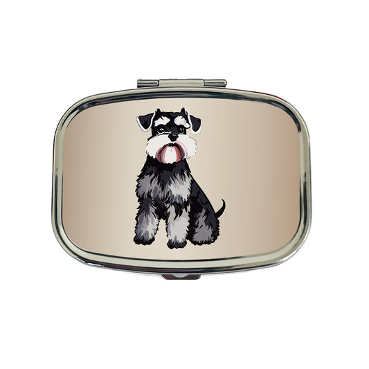 Schnauzer Dog Watercolor Travel Pill Box Case