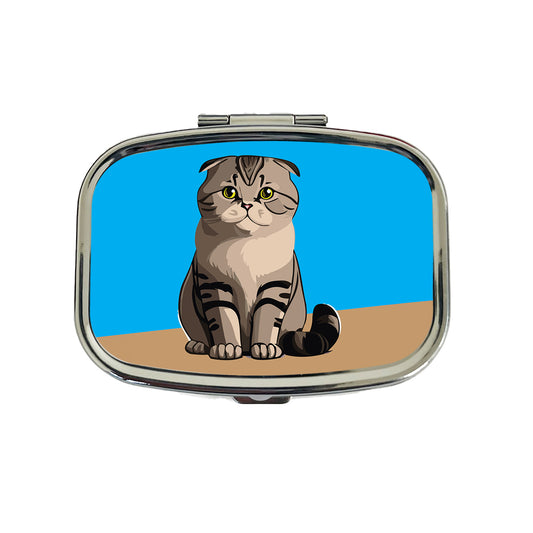 Scottish Fold Cat Sitting Travel Pill Box Case