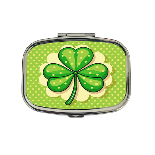 Shamrock on Polka Dot Background Saint Patrick's Day Travel Pill Box Case