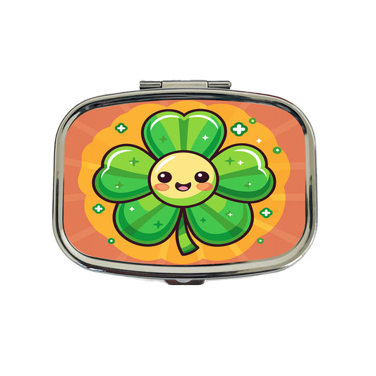 Shamrock Smiling Cute Travel Pill Box Case