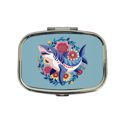 Shark Floral Flowers Travel Pill Box Case