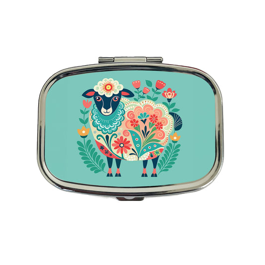 Sheep Floral Flowers Travel Pill Box Case