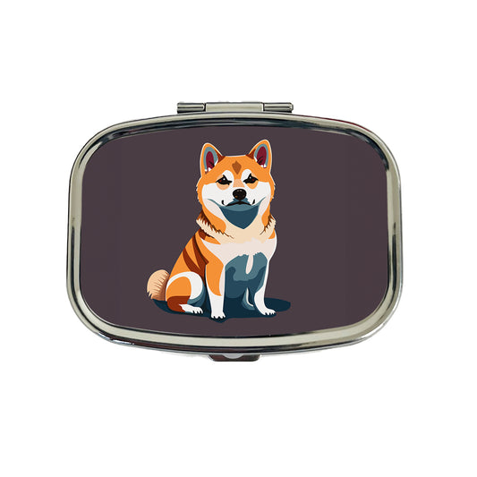 Shiba Inu Dog Sitting Travel Pill Box Case