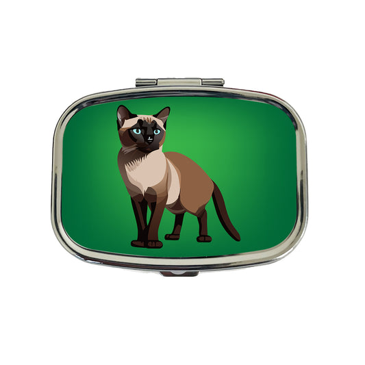 Siamese Cat Standing Travel Pill Box Case