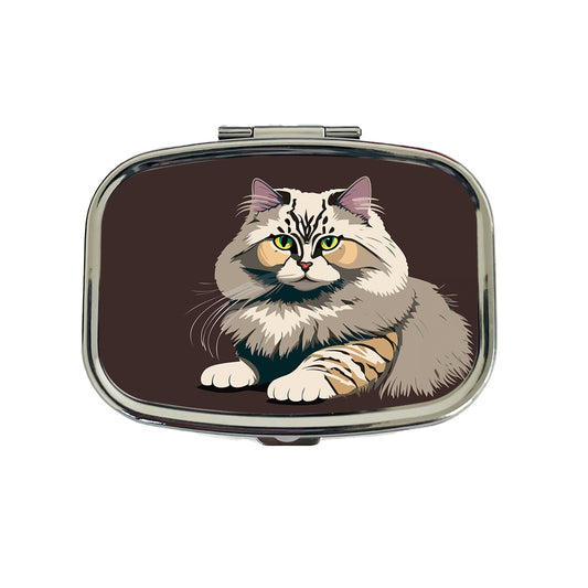 Siberian Cat Crouched Travel Pill Box Case