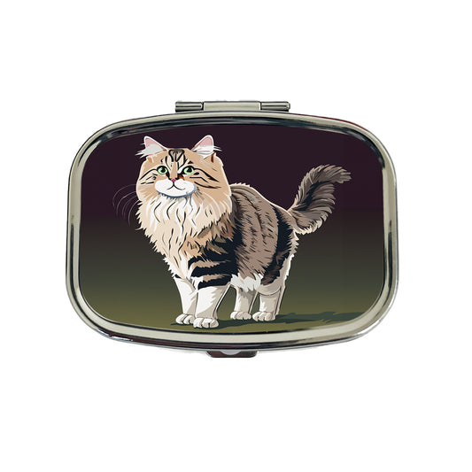 Siberian Cat Standing Travel Pill Box Case
