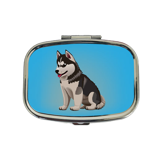Siberian Husky Dog Sitting Travel Pill Box Case