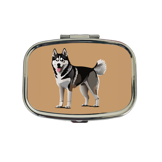 Siberian Husky Dog Standing Travel Pill Box Case