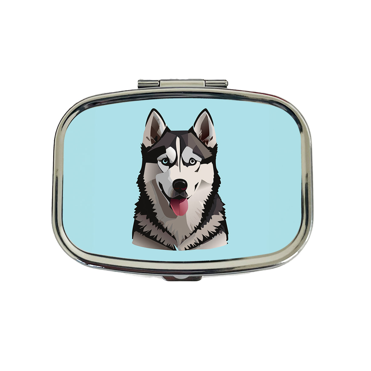 Siberian Husky Dog Tongue Out Travel Pill Box Case