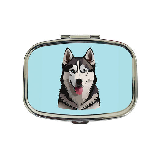 Siberian Husky Dog Tongue Out Travel Pill Box Case