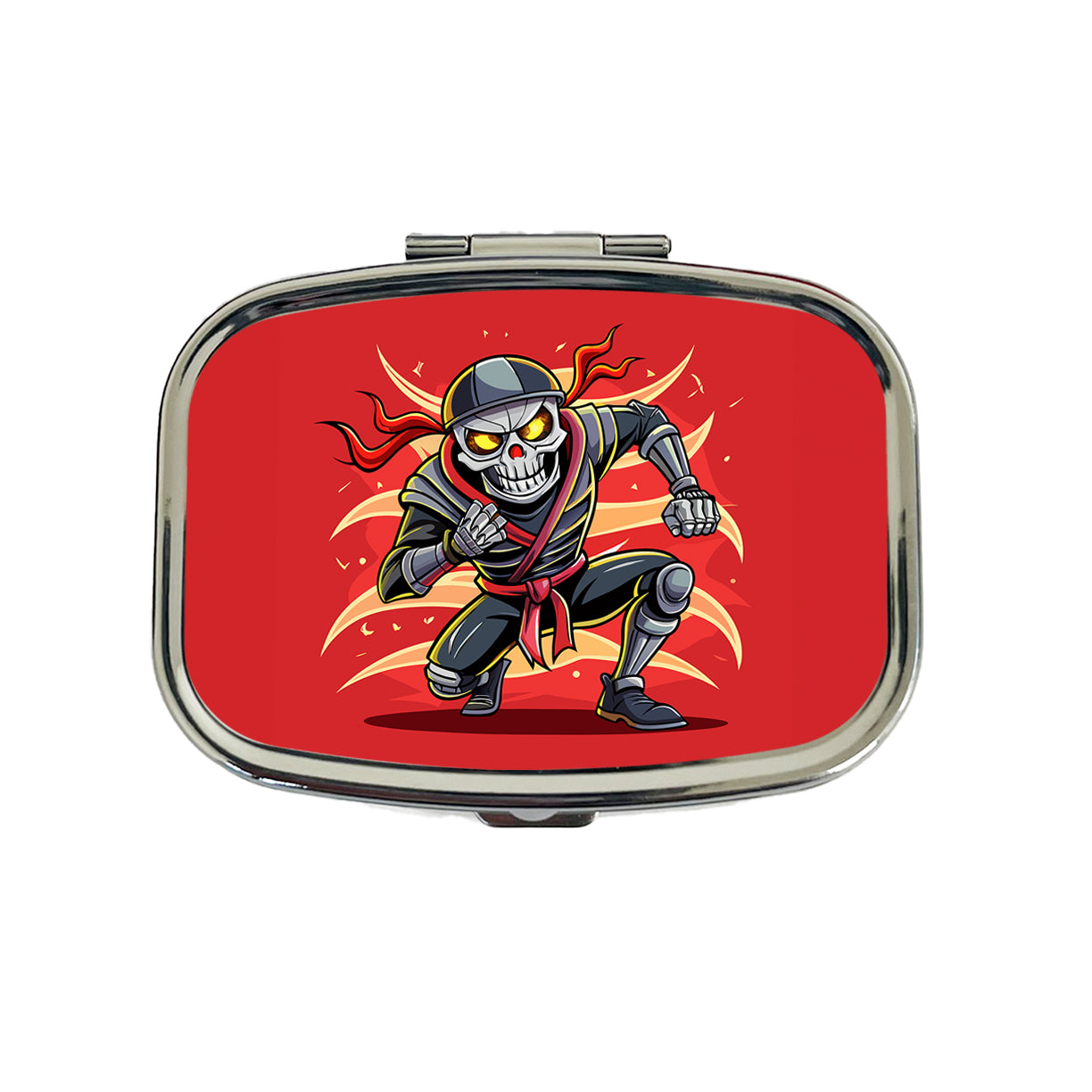 Skeleton Ninja Fighting Warrior Travel Pill Box Case