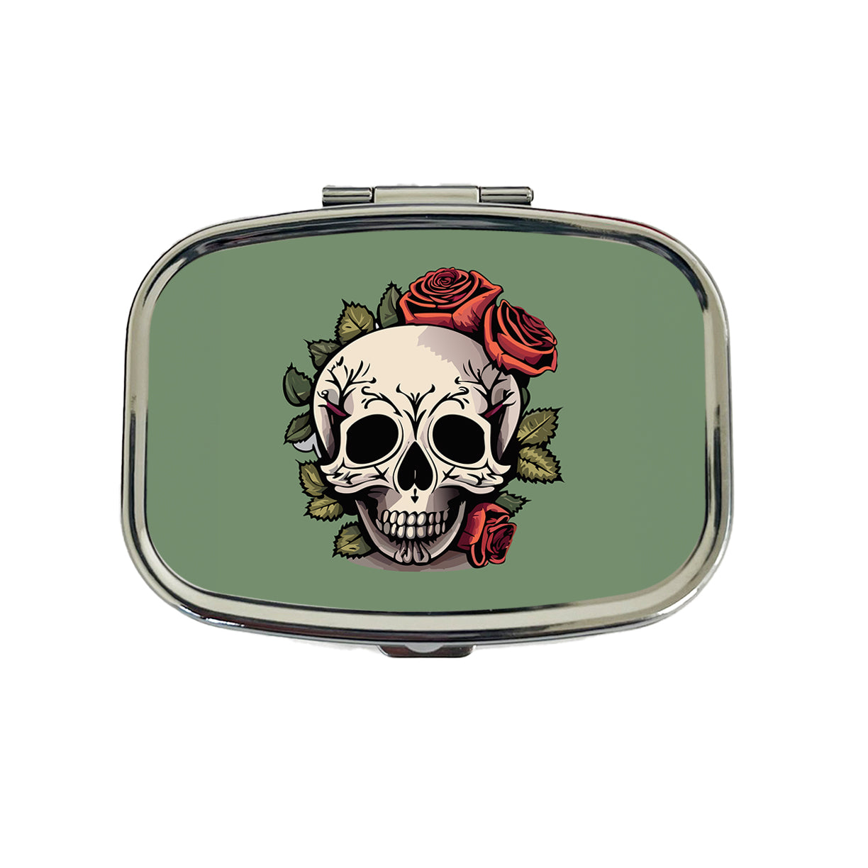 Skull and Roses Travel Pill Box Case