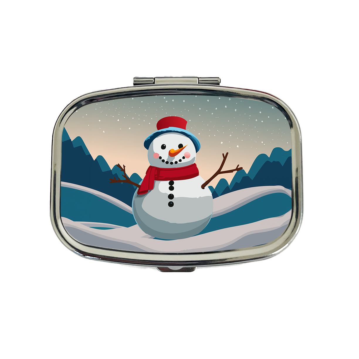 Snowman Happy Winter Christmas Travel Pill Box Case
