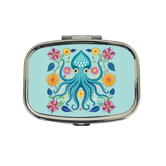 Squid Floral Flowers Travel Pill Box Case