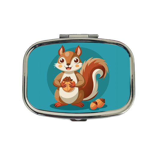 Squirrel with Nuts Smiling Travel Pill Box Case