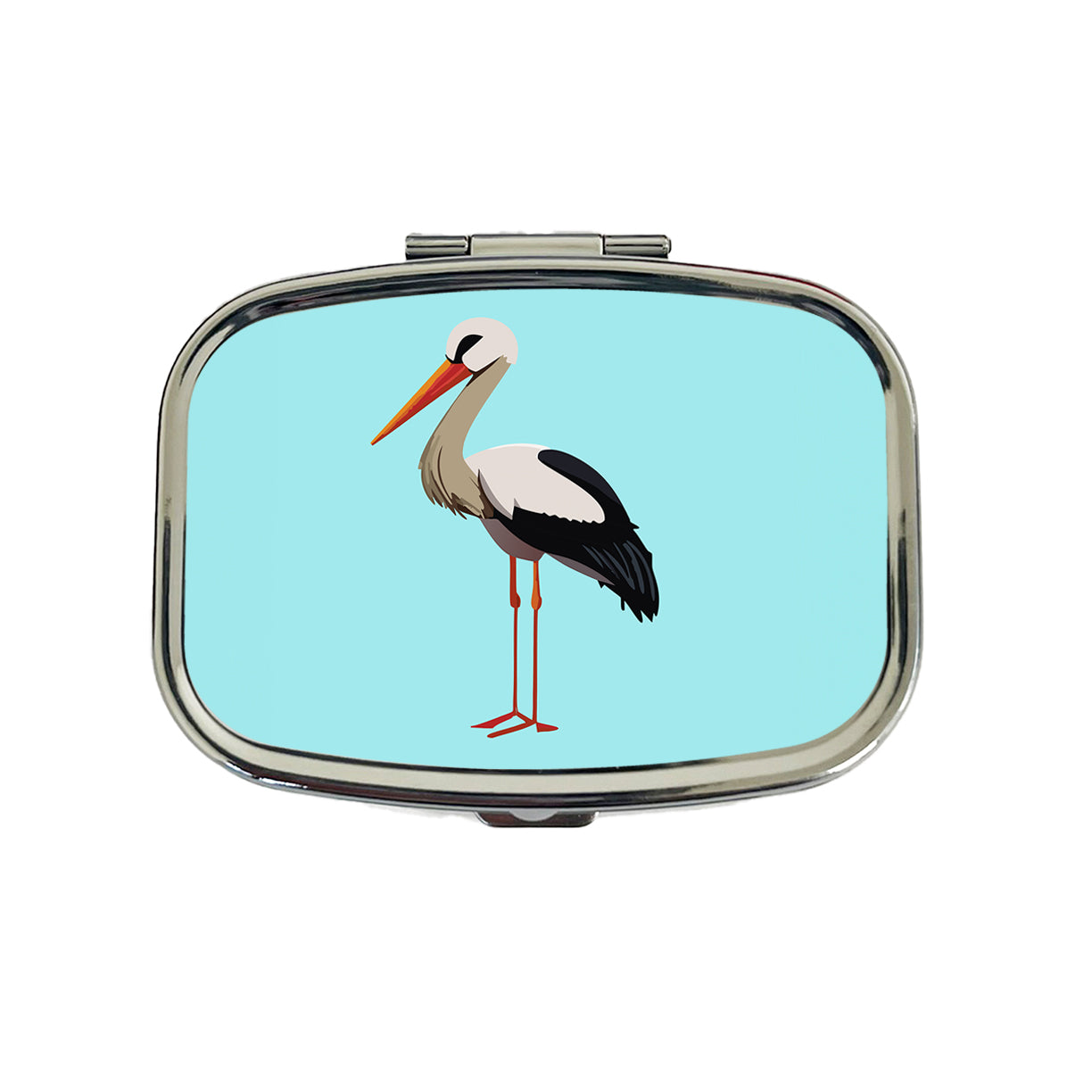 Stork Bird Profile Travel Pill Box Case