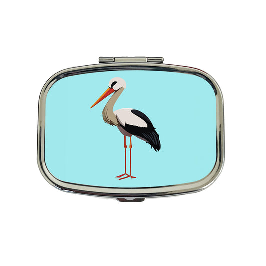 Stork Bird Profile Travel Pill Box Case