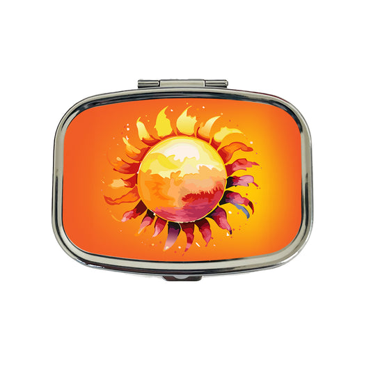 Sun Watercolor Artistic Travel Pill Box Case