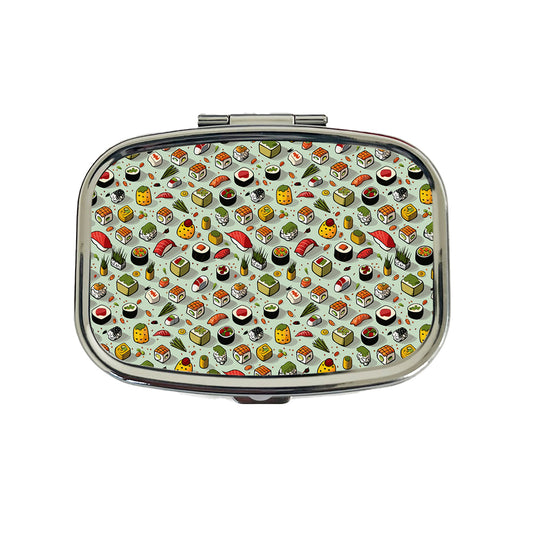 Sushi Food Fun Pattern Travel Pill Box Case