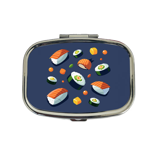 Sushi Food Scattered Travel Pill Box Case