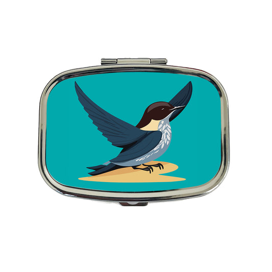 Swallow Bird Blue Travel Pill Box Case