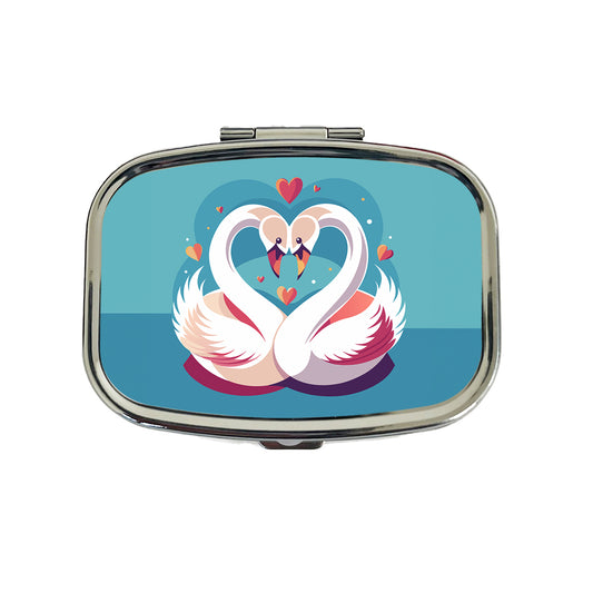 Swans in Love Anniversary Wedding Valentines Day Travel Pill Box Case