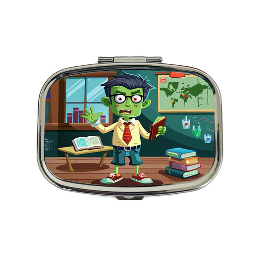 Teacher Zombie Man Male Funny Travel Pill Box Case
